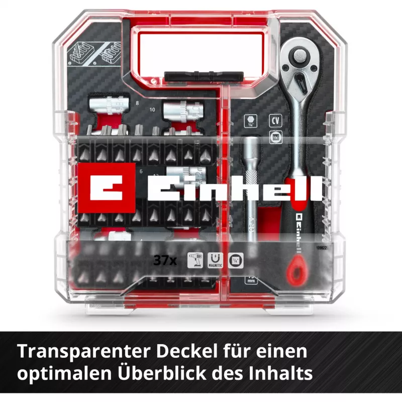 EINHELL-KWB dopsleutel- en bitset 1/4 inch 37-delig in L-CASE