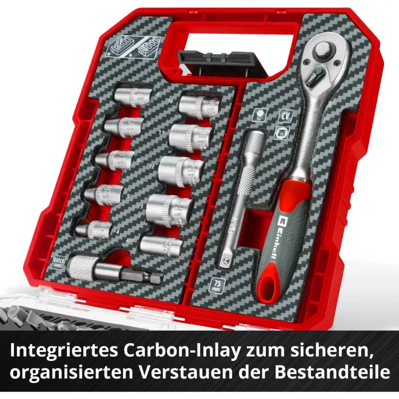 EINHELL-KWB dopsleutel- en bitset 1/4 inch 37-delig in L-CASE