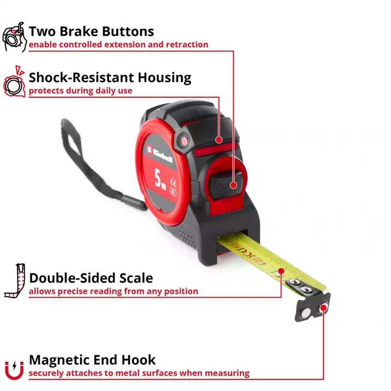 EINHELL-KWB Meetlint, 5 m (Zwart/Rood)