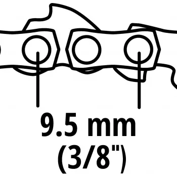 Einhell vervangingsketting 4501754 voor GC-LC 18 Li en GE-LC 18 Li accu-kettingzagen, 3/8 inch LP-steek, 1,3 mm groefbreedte, 40 drijfschakels, 25 cm zwaard, halfbeitel
