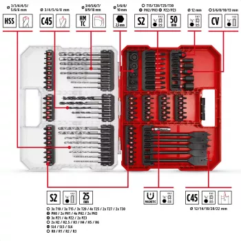 EINHELL XL-CASE impact bit- en boorset, 95-delig, boor- & bitset