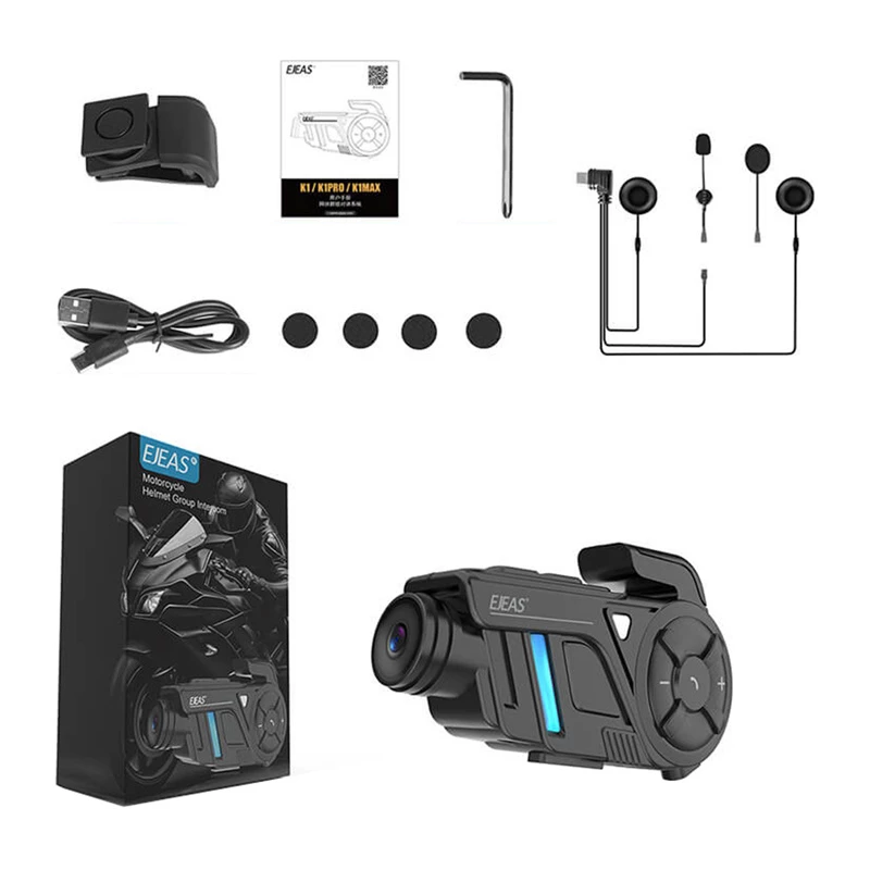 EJEAS K1Pro motorintercom met 1080P-recorder