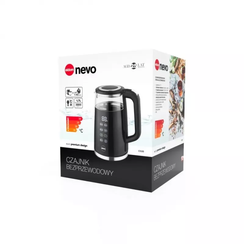 Eldom C540 waterkoker 1,7L 2000W roestvrij staal zilver/zwart