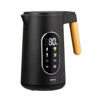 ELDOM C550 Draadloze waterkoker met temperatuurregeling, 1,7 L, 2200 W, RVS, 5 voorinstellingen, warmhoudfunctie, LED-display, zwart