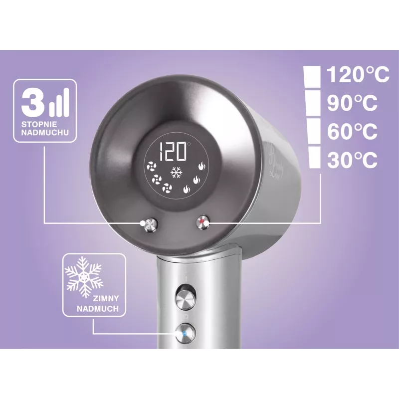 ELDOM HT280 haardroger, 1650 W, grijs, 3 warmtestanden, 2 blaasstanden, koude luchtstoot, concentratordop, afneembaar luchtfilter, ophangoog, oververhittingsbeveiliging, 1,8 m kabel