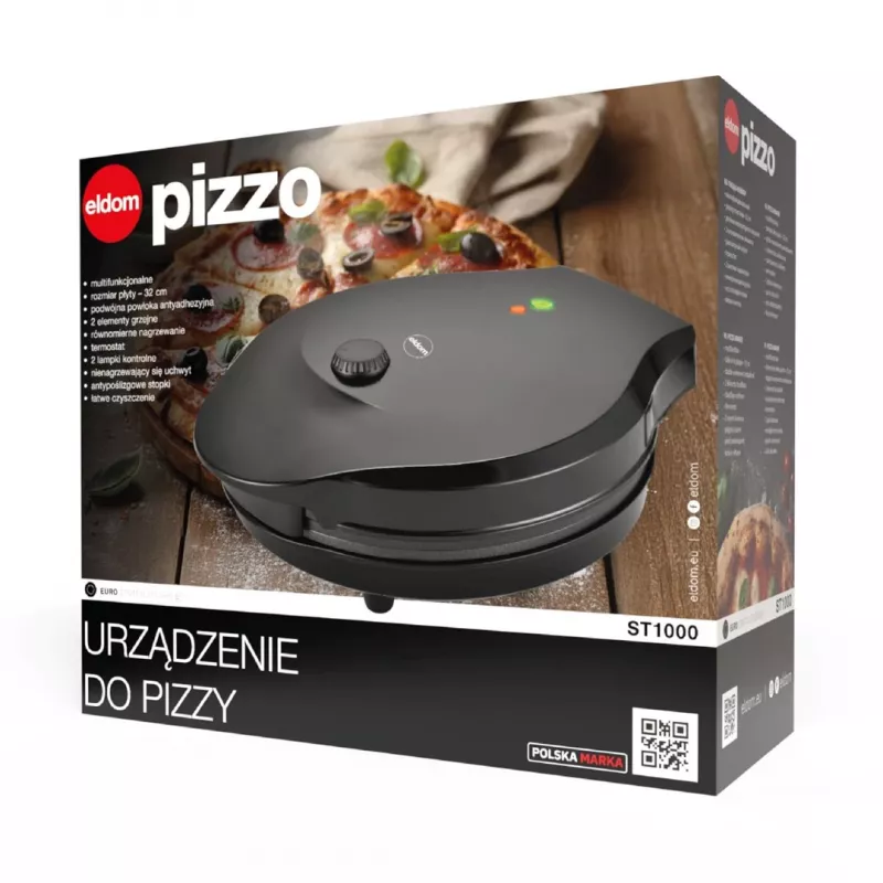 ELDOM ST1000 Pizzo Pizzamaker, 1450 W, plaat van 32 cm, zwart
