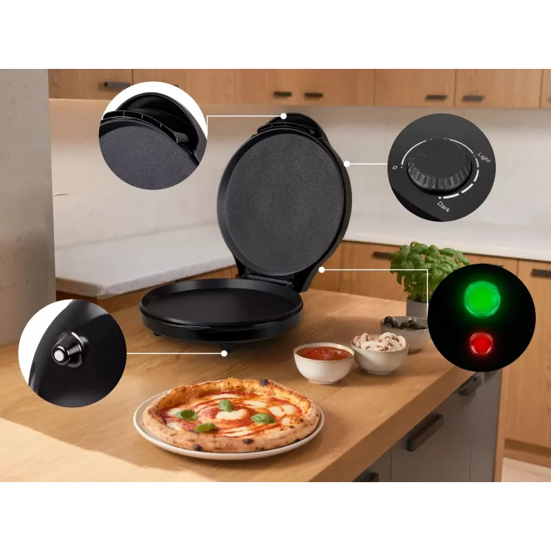 ELDOM ST1000 Pizzo Pizzamaker, 1450 W, plaat van 32 cm, zwart