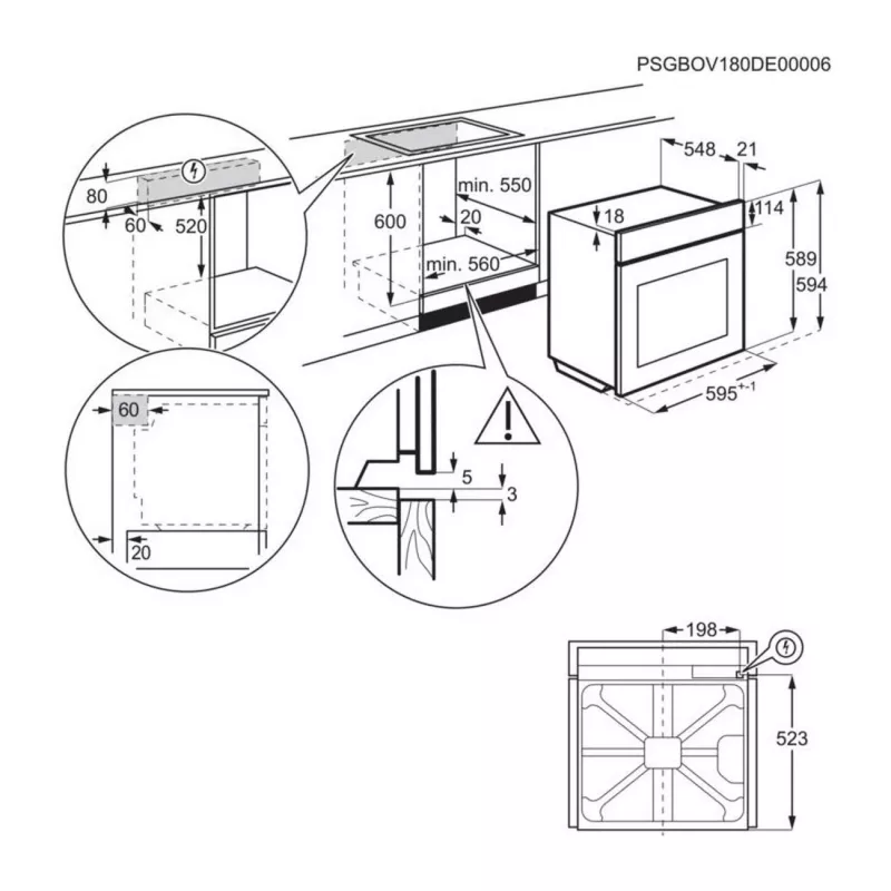 Electrolux EOE8P39WX inbouw-elektrische oven met pyrolyse-zelfreiniging, 71L, A+ energie