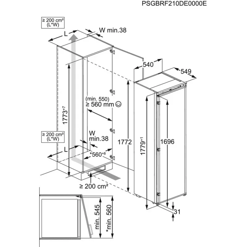 Electrolux ERD6DE18S1 inbouw koel-vriescombinatie, 253 L totale capaciteit, energie-efficiëntieklasse E, 35 dB, wit