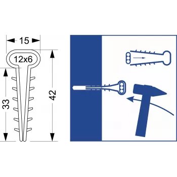 Elektro-Plast Opatówek USMP-3 Platte snelmontage-kabelclip voor kabels tot 16,2 mm, Wit, 100 stuks