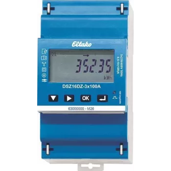 Eltako DSZ16DZ-3x100A MID digitale 3-fase-energiemeter, directe meting, 100A, klasse B, S0-pulsuitgang, DIN-rail 28380316