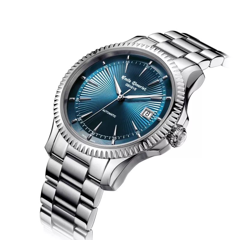 EMILE CHOURIET heren automatisch horloge 40mm RVS zwarte wijzerplaat