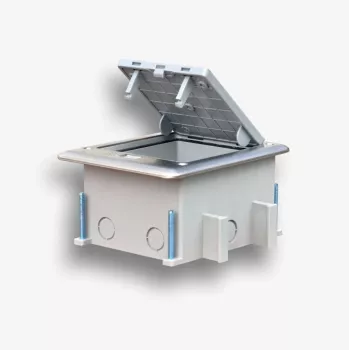 EMITER vloerdoos 6M IP66 - vloerdoos voor montage van standaard stopcontacten van 22,5x45 mm (45x45 mm), kantelbaar