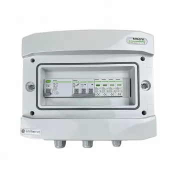 EMITER hermetische AC-verdeelkast IP65 met overspanningsbeveiliging Noark Type 2, 10A 3-fase, aardlekschakelaar Type A 40A/300mA