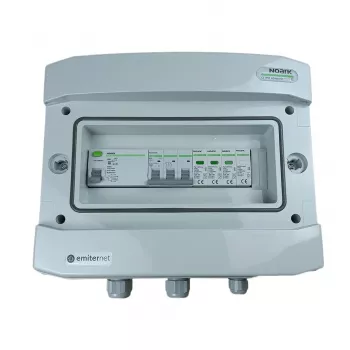EMITER Schakelinstallatie aangesloten AC Hermetic IP65 EMITTER met overspanningsbeveiliging AC Noark Type 1+2, 50A 3-fasen, RCD Type A 63A/300mA