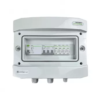 EMITER schakelinstallatie aangebouwd AC hermetisch IP65 overspanningsafleider Noark type 2, 50A 3-fase, aardlekschakelaar type A 63A/300mA
