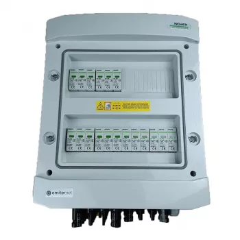 EMITER schakelkast aangesloten DC hermetisch IP65 EMITTER met DC-overspanningsbeveiliging Noark 1000V type 1+2, 6x PV-string, 6x MPPT