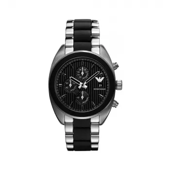 Emporio Armani AR5952 heren chronograaf quartzhorloge 43 mm zwart siliconen