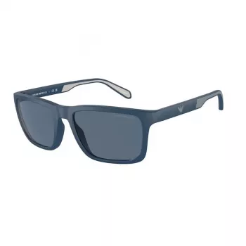 EMPORIO ARMANI EA4219-576380 Heren Rechthoekige zonnebril - Mat zwart montuur, Grijze glazen, 57 mm