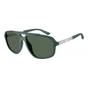 EMPORIO ARMANI EA4236U619071 herenzonnebril - mat zwart, pilot-geïnspireerd vierkant montuur, donkergrijze glazen, 59 mm