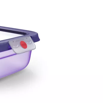 EMSA ONECLICK bewaarbak voor levensmiddelen 1,5 L rechthoekig paars luchtdicht lekvrij BPA-vrij magnetron-, vaatwasser- en vriezerbestendig 3110601757