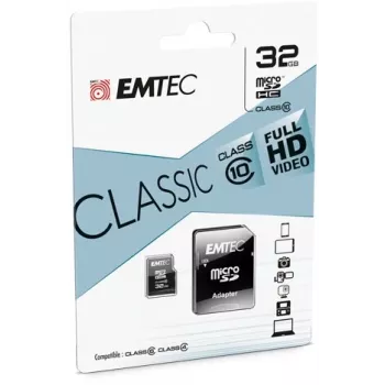 Emtec ECMSDM32GHC10CG 32GB MicroSDHC Class 10 UHS-I geheugenkaart met SD-adapter
