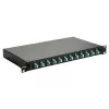 Equip 12-poorts glasvezel splicebox, LC duplex, OM3, 1U, gevuld, zwart