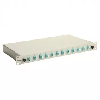 Equip 12-poorts glasvezel splicebox, LC duplex, OM3, 1U, gevuld, grijs