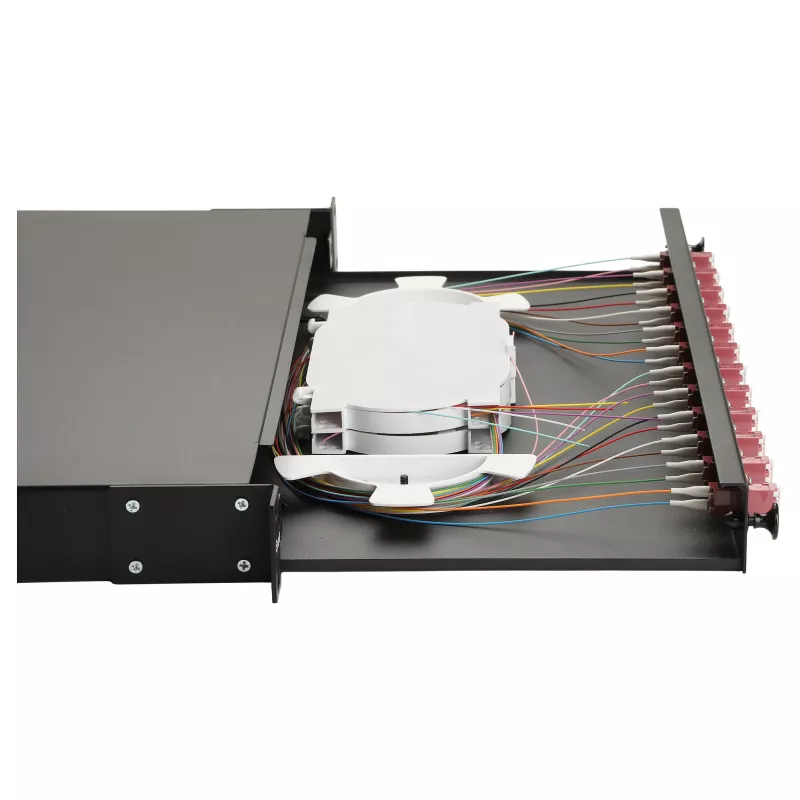 Equip 12-Port Glasvezel Lasbox, LC Duplex, OM4, 1U, gevuld, zwart