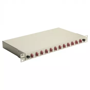 Equip 12-poorts glasvezel-lasbox, LC duplex, OM4, 1U, voorzien van connectoren, grijs