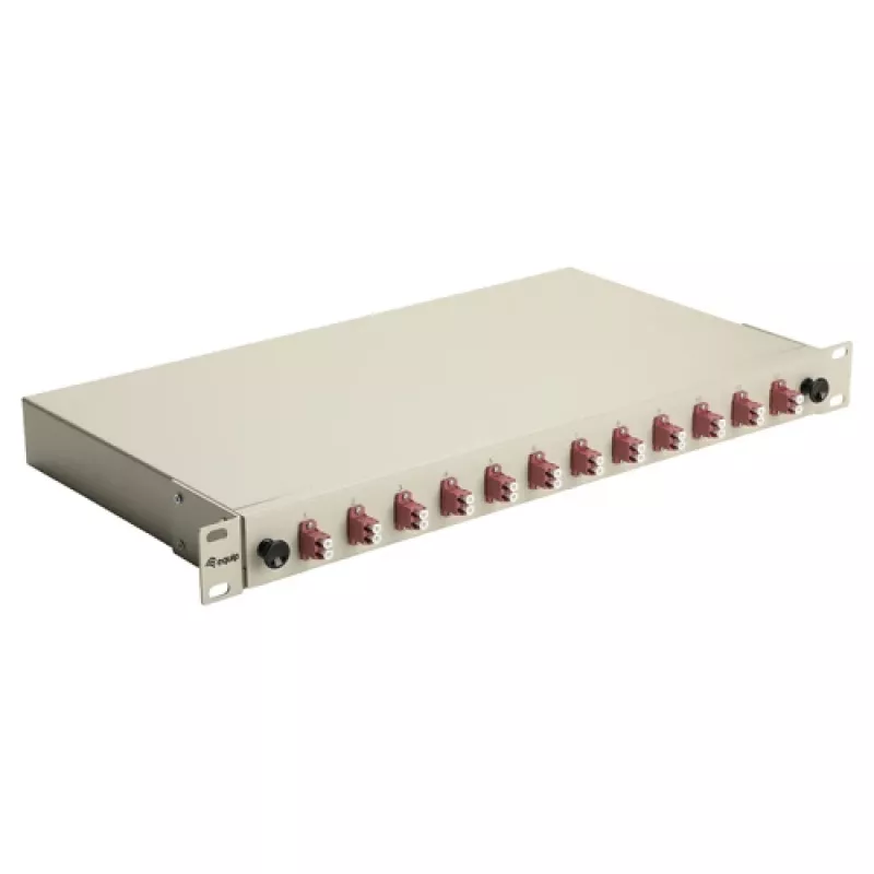 Equip 12-poorts glasvezel-lasbox, LC duplex, OM4, 1U, voorzien van connectoren, grijs