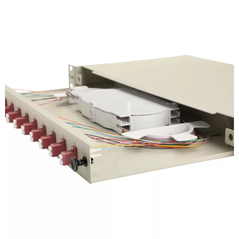 Equip 12-poorts glasvezel-lasbox, LC duplex, OM4, 1U, voorzien van connectoren, grijs
