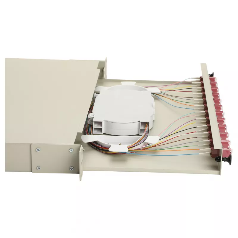 Equip 12-poorts glasvezel-lasbox, LC duplex, OM4, 1U, voorzien van connectoren, grijs