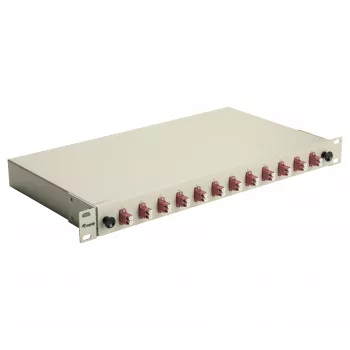 Equip 12-poorts glasvezel-lasbox, LC duplex, OM4, 1U, voorzien van connectoren, grijs