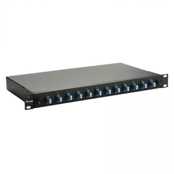 Equip 12-poorts glasvezel splicebox, LC duplex, OS2 singlemode, 1U rackmontage, uitgerust, zwart