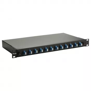 Equip 12-poorts glasvezel splicebox, LC duplex, OS2 singlemode, 1U rackmontage, uitgerust, zwart