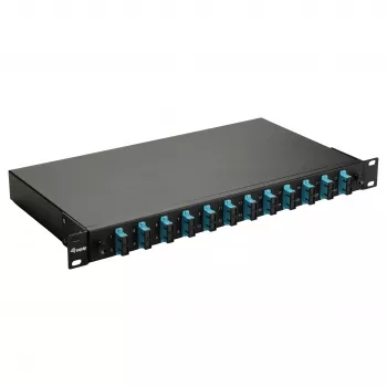 Equip 12-poorts glasvezel splicebox, SC duplex, OM3, 1U, gevuld, zwart
