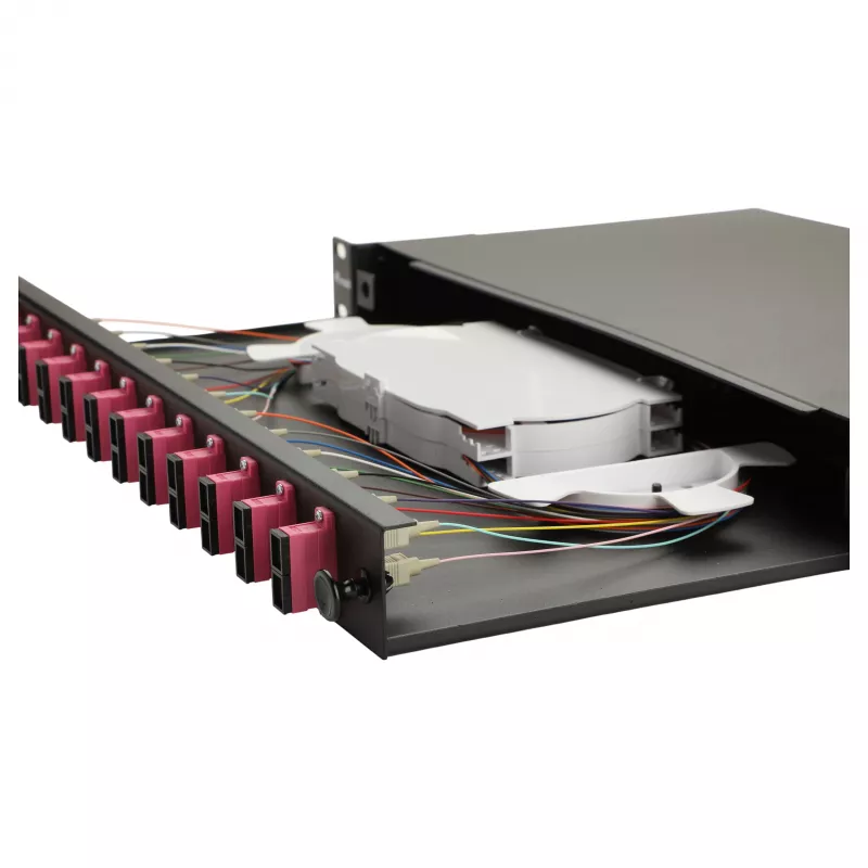 Equip 12-Port Glasvezel Lasbox, SC Duplex, OM4, 1U, gevuld, Zwart