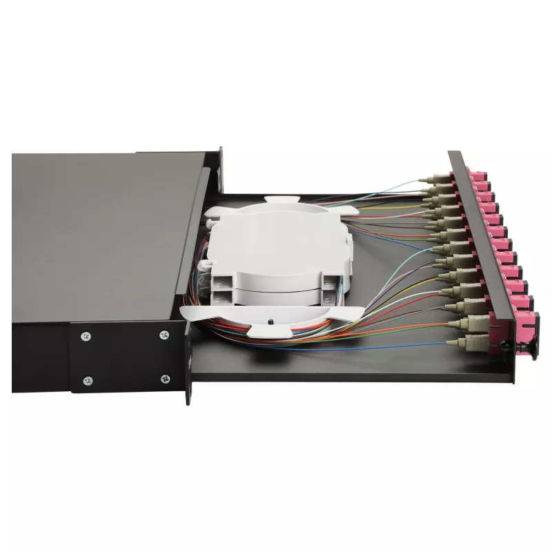 Equip 12-Port Glasvezel Lasbox, SC Duplex, OM4, 1U, gevuld, Zwart