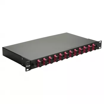 Equip 12-Port Glasvezel Lasbox, SC Duplex, OM4, 1U, gevuld, Zwart