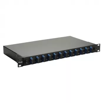 Equip 12-poorts glasvezel splicebox, SC duplex, OS2, 1U, volledig gevuld, zwart (591909)