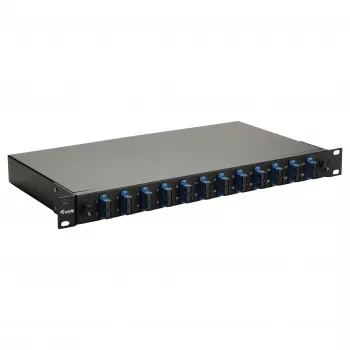 Equip 12-poorts glasvezel splicebox, SC duplex, OS2, 1U, volledig gevuld, zwart (591909)