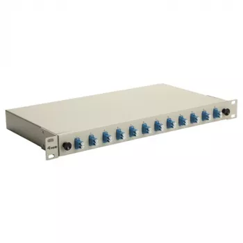 Equip 12-poorts LC duplex OS2 glasvezel splicebox, 1U rackmontage, grijs