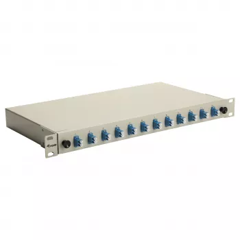 Equip 12-poorts LC duplex OS2 glasvezel splicebox, 1U rackmontage, grijs