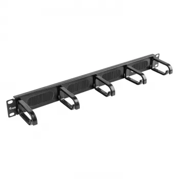 Equip 19-inch Kabelmanagement-paneel, 5 kunststof ringen, Staal, 1U, Zwart (RAL 9005)