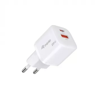 Equip 2-poorts USB-C PD3.0/USB-A GaN wandlader 20W, Wit, verpakking van 25 stuks