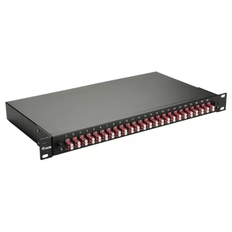 Equip 24-poorts glasvezel splicebox, LC Duplex, OM4, 1U, bestückt, zwart
