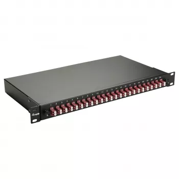 Equip 24-poorts glasvezel splicebox, LC Duplex, OM4, 1U, bestückt, zwart