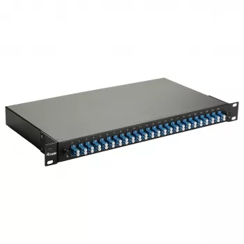 Equip 24-poorts glasvezel splicebox, LC duplex, OS2, 1U, gevuld, zwart