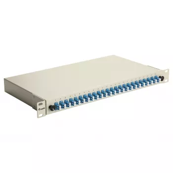 EQUIP 24-poorts glasvezel splicebox, LC duplex, OS2, 1U, bestukt, grijs